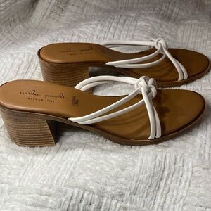 Mila Paoli White and Brown Sandals with Elegant Straps